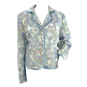 NWT Talbots Blue Purple Khaki Floral Tapestry Floral Jacket Blazer 14 Dress Suit